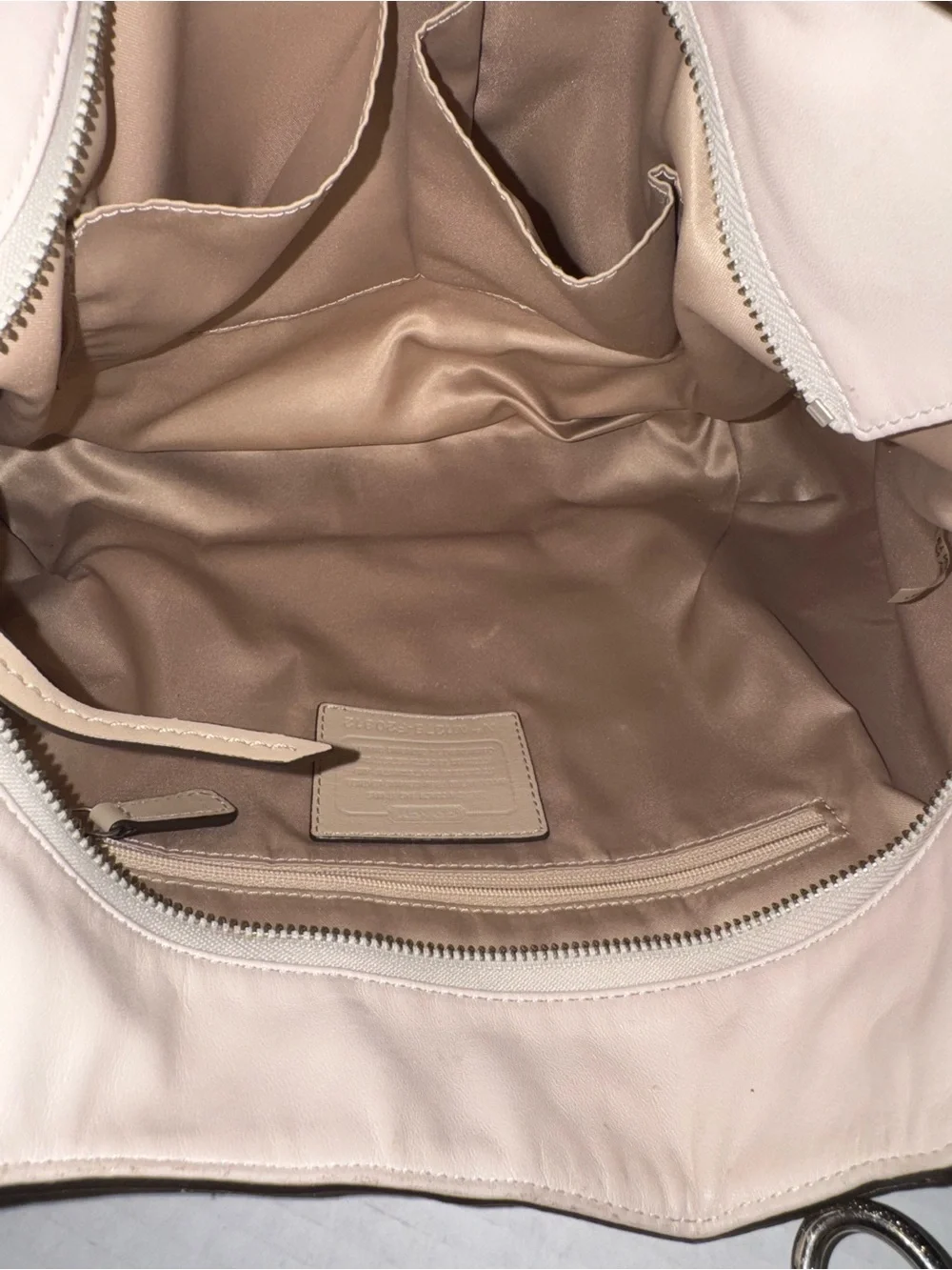 Coach Cream and Taupe Leather Tote Bag